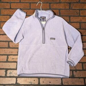 Patagonia Girls XL Synchilla Marsupial 1/2 Zip Fleece Lavender Kangaroo Pocket